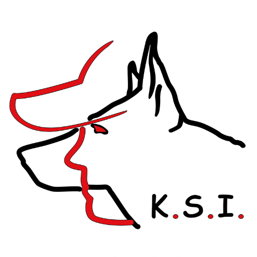 Das K.S.I.-Logo: die Profile von Katrin Scholz und ihrem Hund Biko verschmelzen miteinander